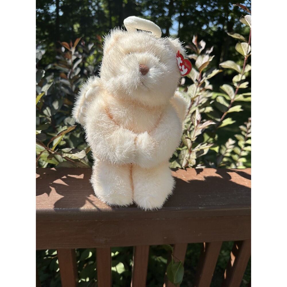 Ty SAINT Angel Bear Peach‎ Cream 12” Classic/Plush 2003 Kneeling Praying Saint